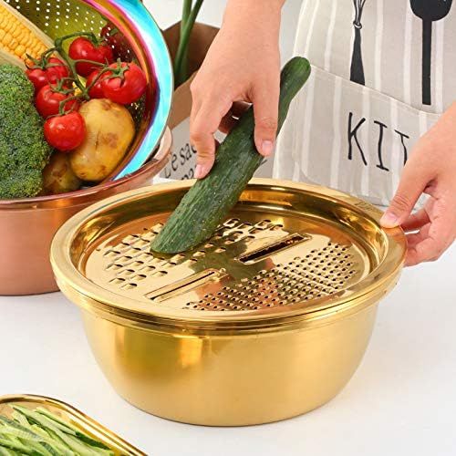 Meisha Colander, 3Pcs Stainless Steel Kitchen Tool 3 in 1 Fruit and Vegetable Strainer Bowl Set F... | Amazon (US)