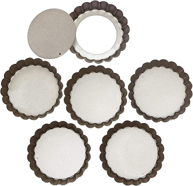 Webake 4 Inch Mini Tart Pan Set of 6, Non-Stick Quiche Pan Removable Bottom Mini Tart Tins | Amazon (US)
