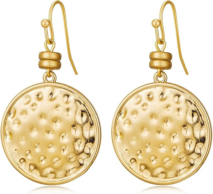 LILIE&WHITE Two Tone Dangle Earrings for Women Hammered Long Bar Drop Earrings Boho Earrings Jewe... | Amazon (US)