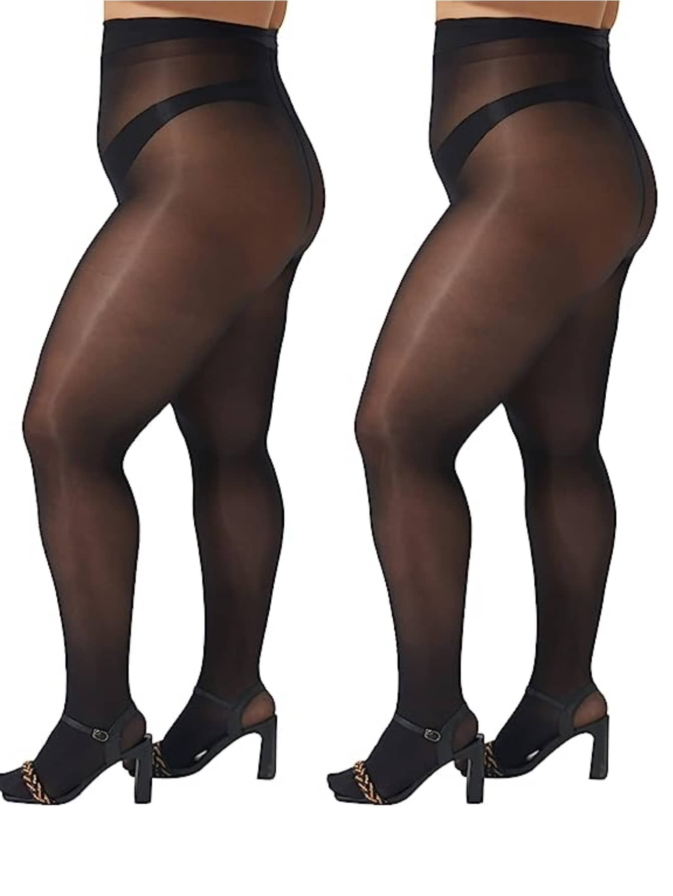 2pcs/pack Women's Plus Size Solid Reflective Glossy Pantyhose | SHEIN