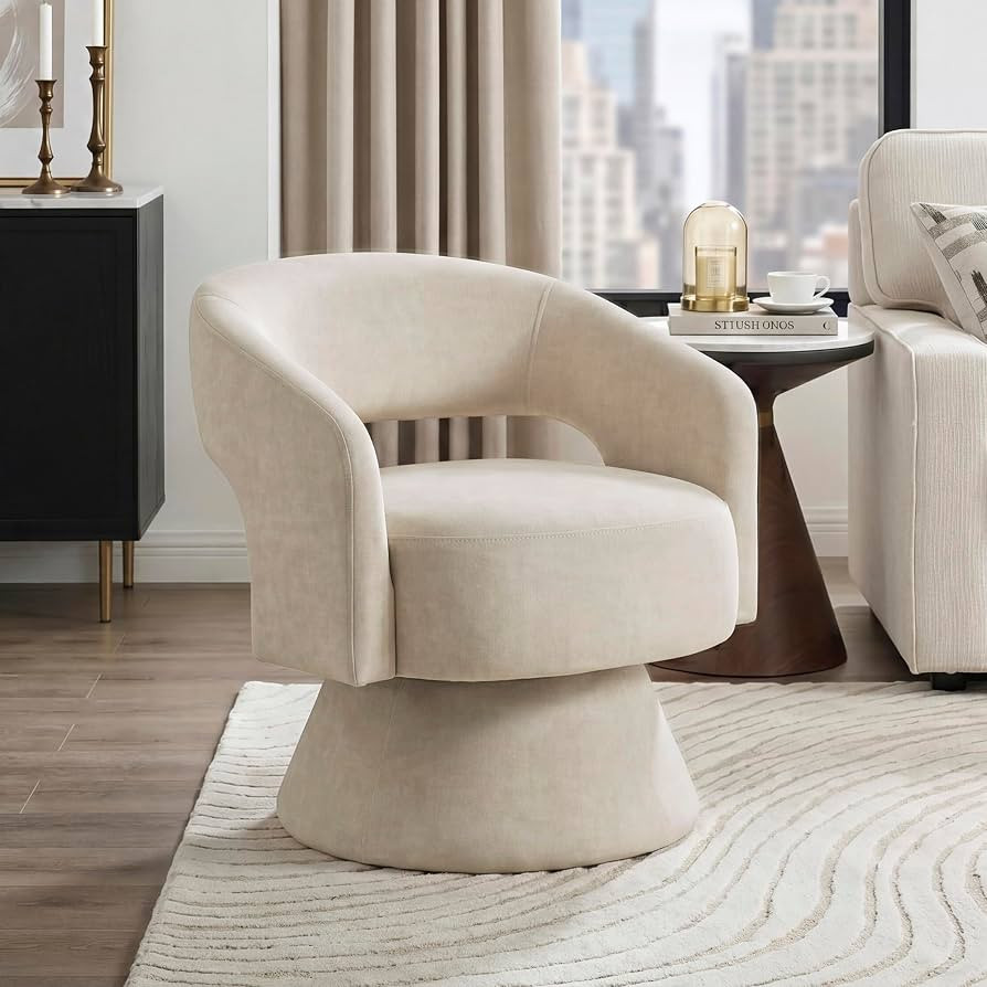 Lexicon 360 Degree Swivel Accent Chair, Modern Comfy Velvet Round Barrel Chair, Open Back, Plush ... | Amazon (US)