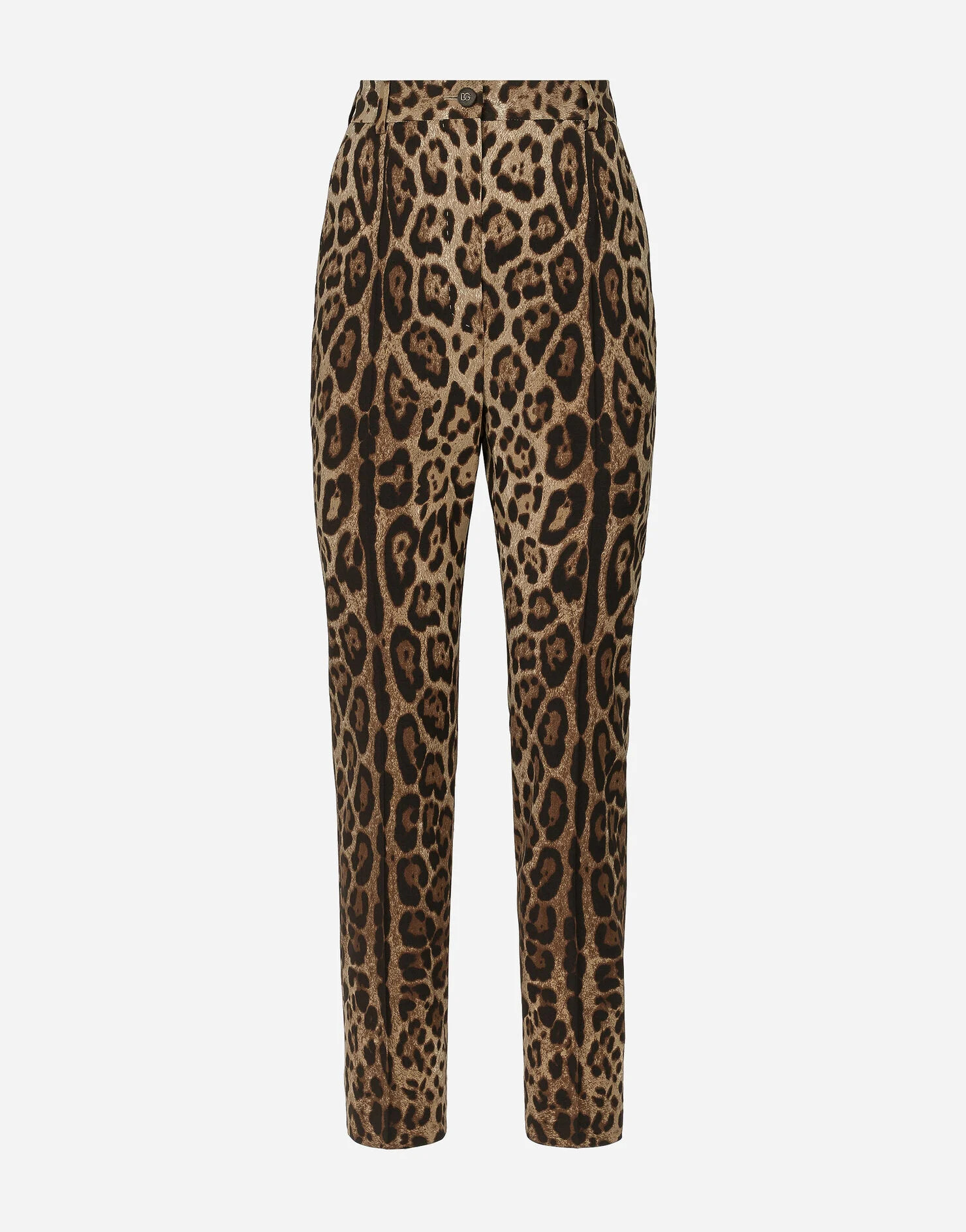 High-waisted pants in leopard-print wool | Dolce & Gabbana US