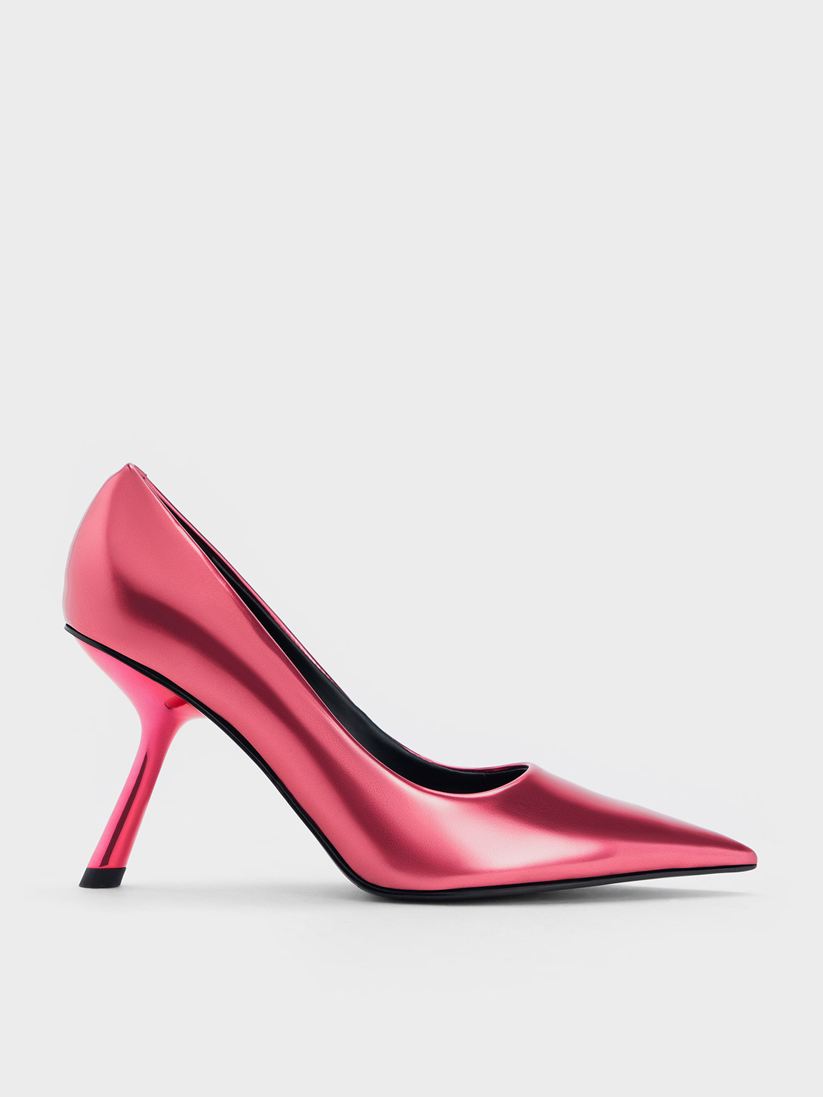 Metallic Slant-Heel Pointed-Toe Pumps
 - Fuchsia | Charles & Keith US