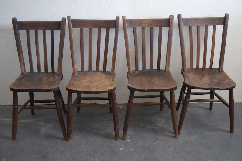 Stunning Set of Four Antique Windsor Kitchen Chairs From 1915 - Etsy | Etsy (US)