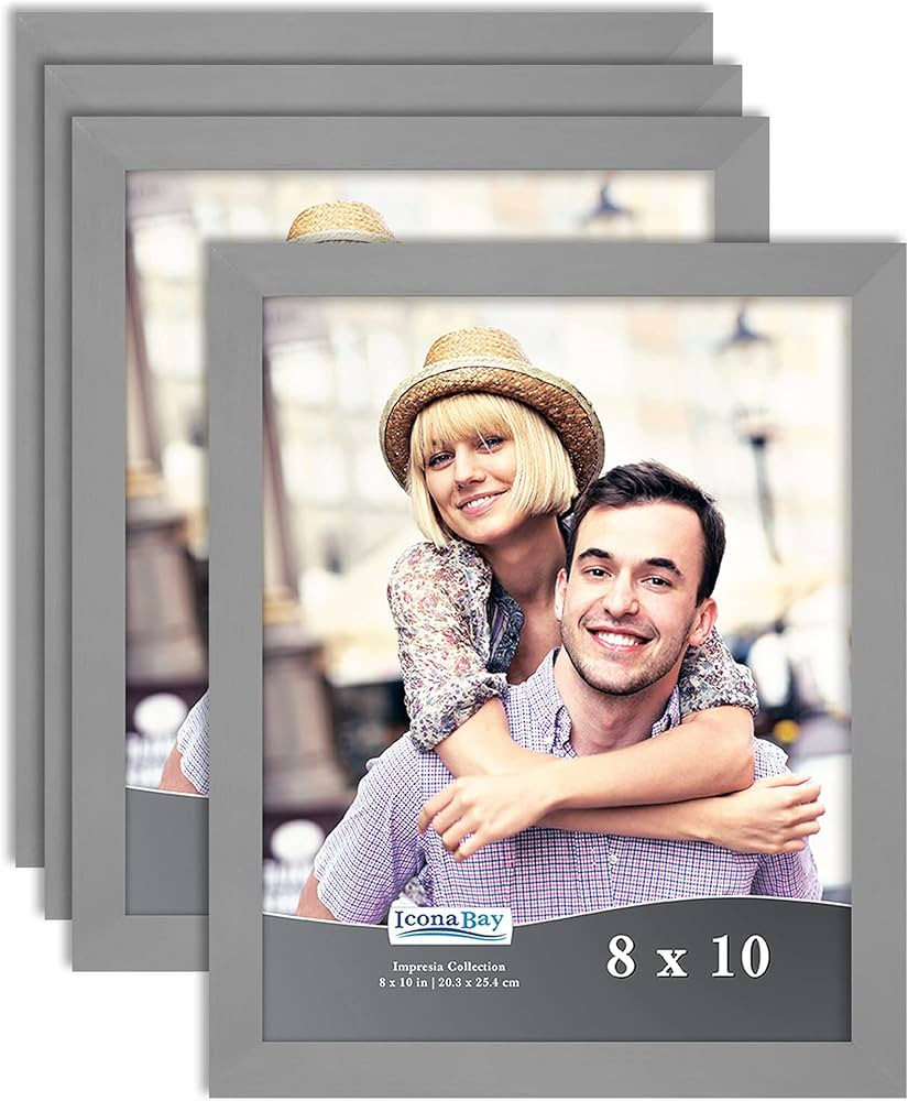 Icona Bay 8x10 Picture Frame Set (Gray, 4 Pack) Simple Modern Design, Table Top Kickstand and Wal... | Amazon (US)