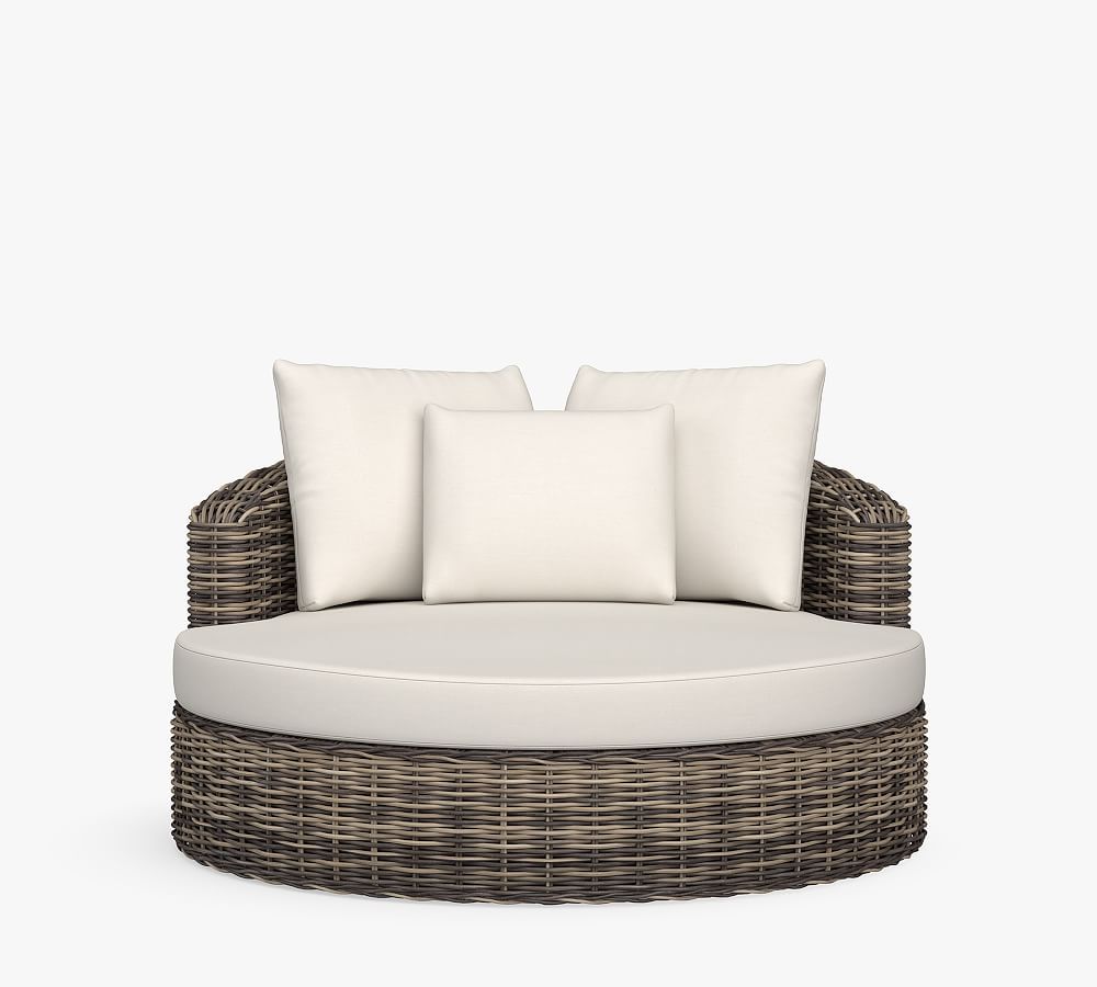 Huntington Wicker Round Swivel Outdoor Daybed | Pottery Barn (US)