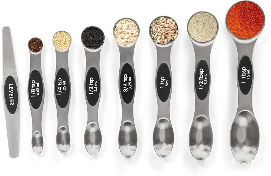Magnetic Measuring Spoons Set with Leveler, Stackable Stainless Steel Tablespoons for Baking, Fit... | Amazon (US)