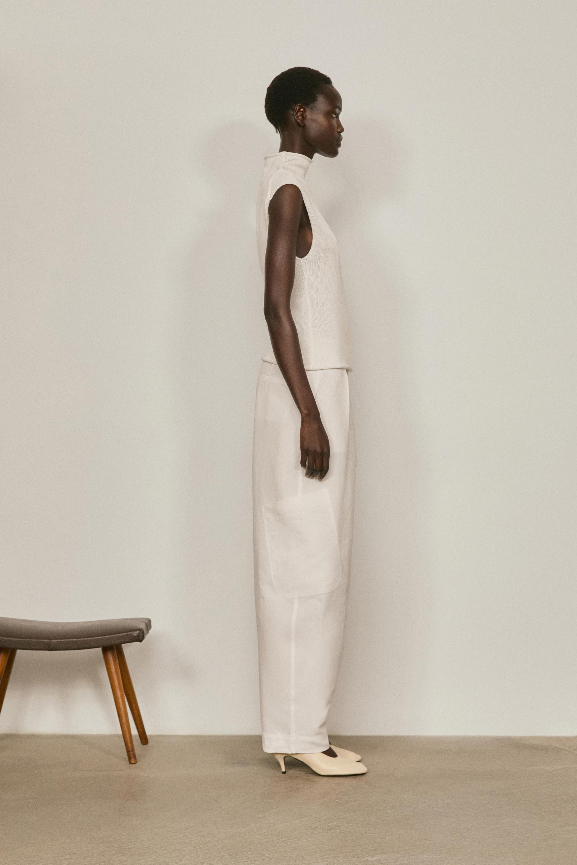 Knit cotton and silk mock turtleneck top - LIMITED EDITION | Massimo Dutti US