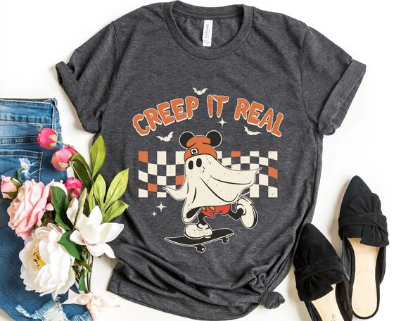 Retro Mickey Ghost Skateboarding Shirt Creep It Real T-shirt - Etsy | Etsy (US)