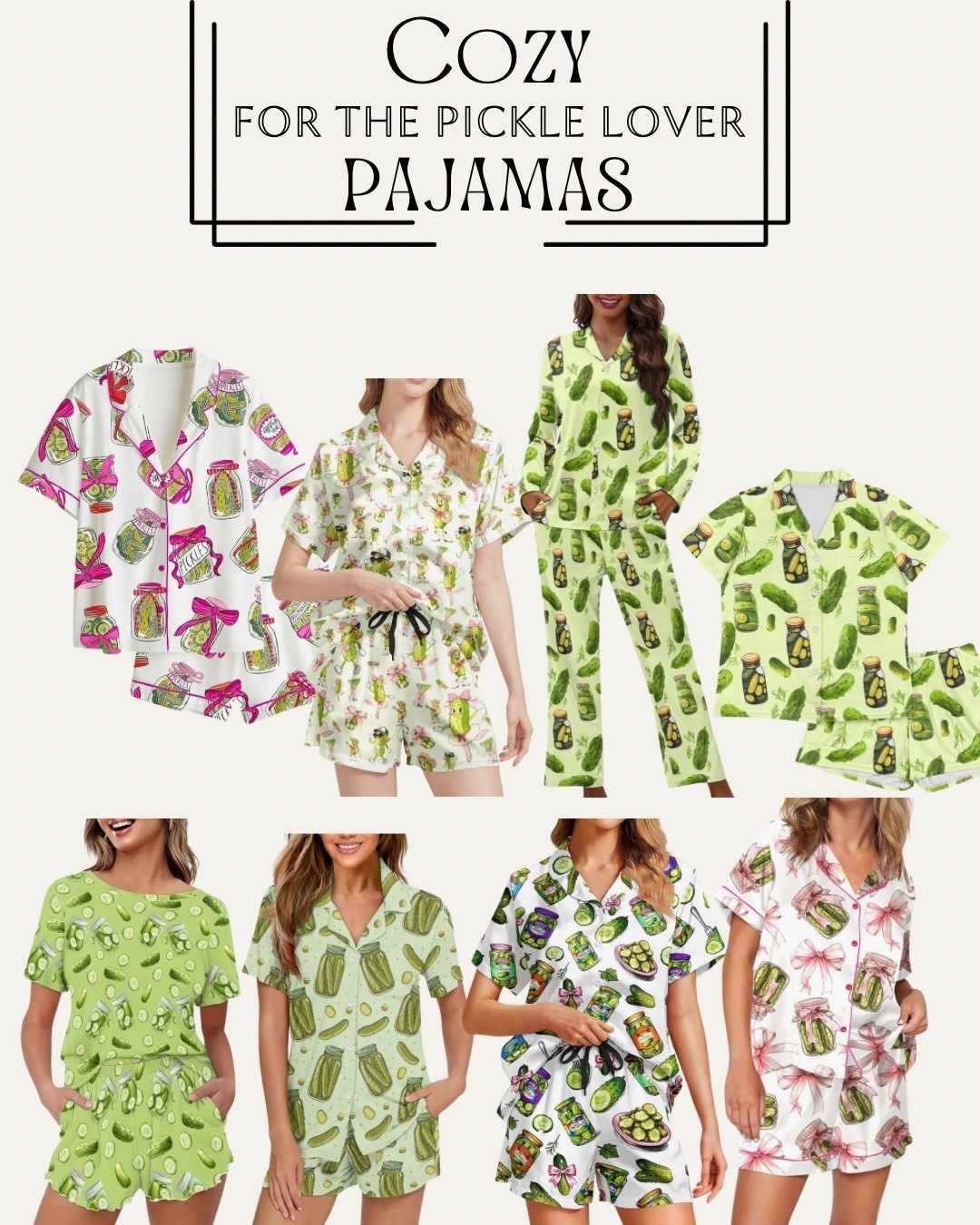 PSA for my fellow pickle lovers: you NEED these pajamas in your life. My sister grabbed ours from TikTok Shop, but I linked the cutest similar pair plus a whole roundup of pickle-themed PJs. If you love pickles… or if pickles are basically your personality… run, don’t walk! IYKYK 🥒

#amazonfinds #pajamas #cozywear #giftideas #christmasgifts 

#LTKootd #LTKGiftGuide #LTKFindsUnder50
