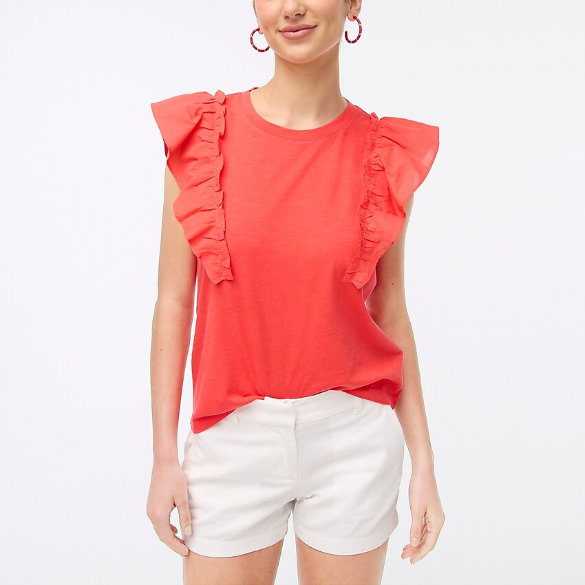 Poplin flutter-sleeve tee | J.Crew Factory
