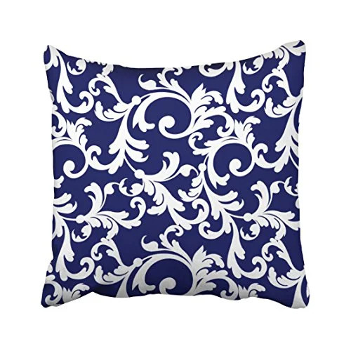 WinHome Decorative Elegant Navy Blue and White Floral Pattern Throw Pillow Case Cushion Cover Dec... | Walmart (US)
