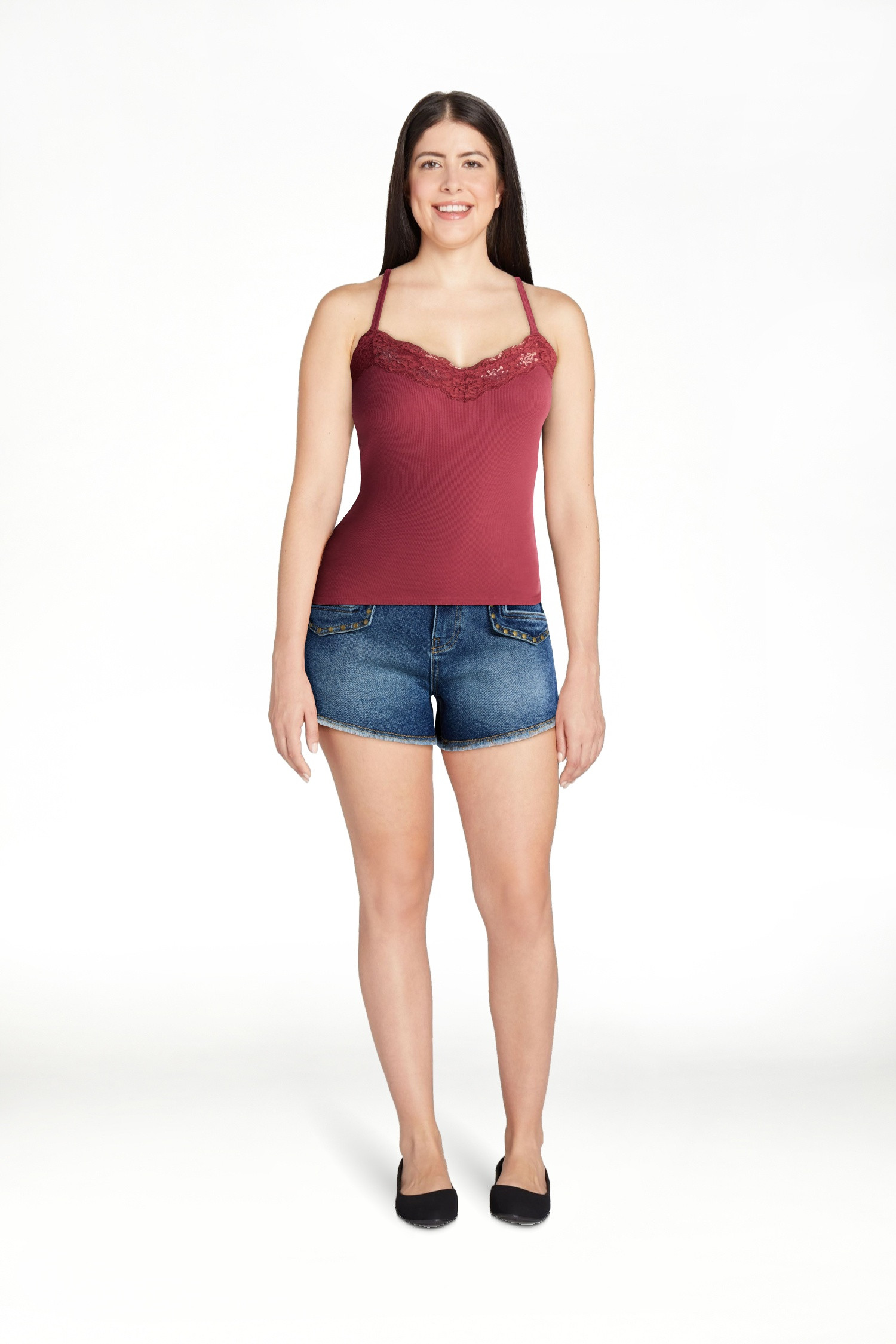 No Boundaries Sequin Lace Trim Cami Top, Women's XXS-XXL | Walmart (US)
