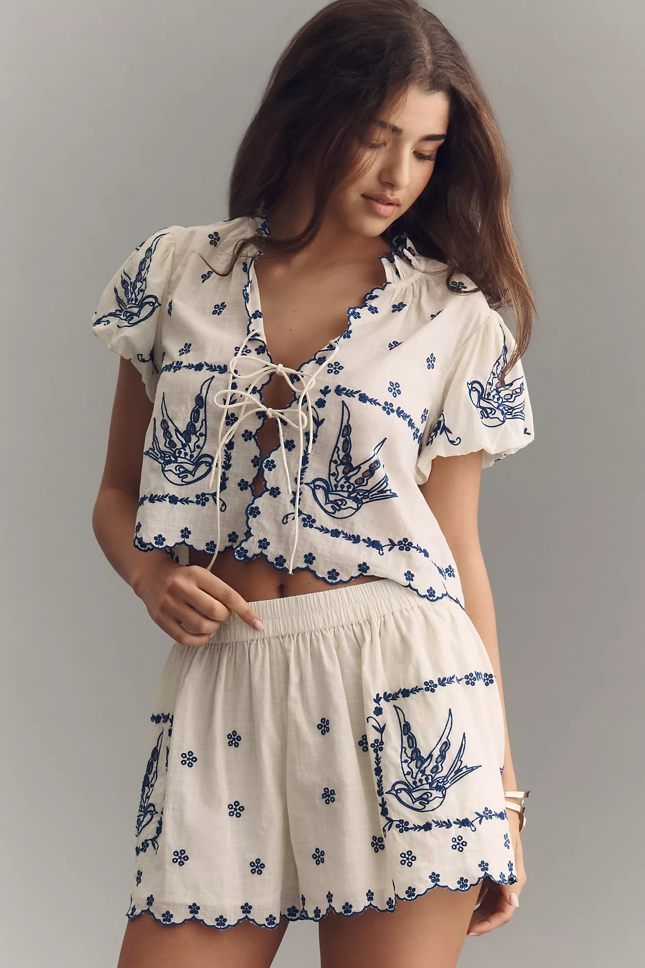 Maeve Province Town Embroidered Shorts | Anthropologie (US)