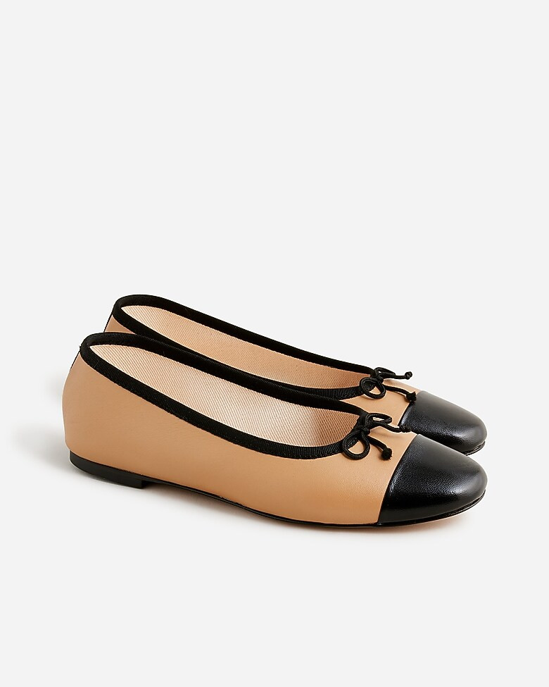 Zoe cap toe ballet flats in leather | J. Crew US