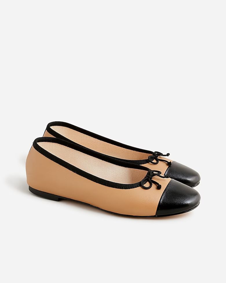 Zoe cap toe ballet flats in leather | J.Crew US