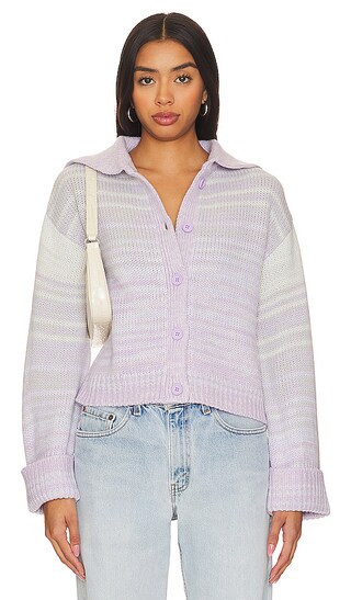 Suzanne Ombre Chunky Collar Cardigan in Purple Rose Multi | Revolve Clothing (Global)