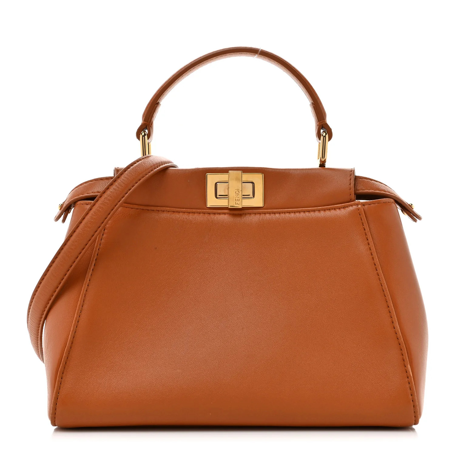 Nappa Vitello Century Gingham Embossed Mini Peekaboo Iconic Satchel Brandy White Black | FASHIONPHILE (US)