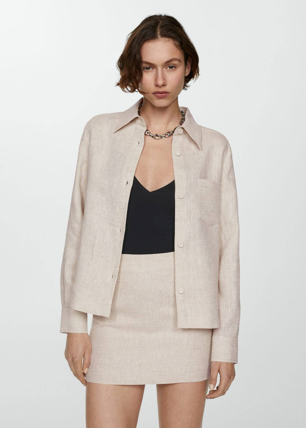 Linen 100% shirt -  Women | Mango USA | MANGO (US)