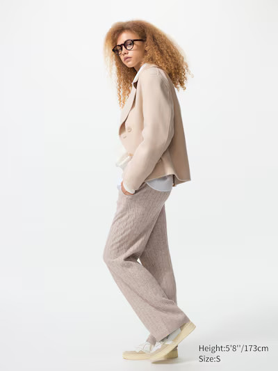 Washable Knit Cable Trousers (Longer) | UNIQLO (UK)