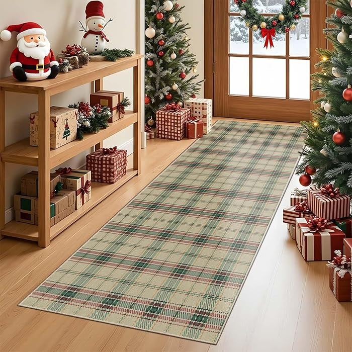 Christmas Runner Rug, 2x5 Red Runners for Hallways, Washable Non Slip Kitchen Rugs Entryway Carpe... | Amazon (US)