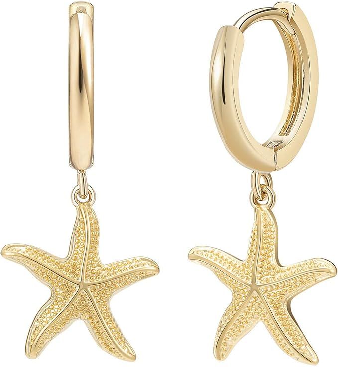 SANNYRA Hoop Earrings for Women - 14K Gold Plated Cubic Zirconia Moon Star Spike Lightning Evil E... | Amazon (US)