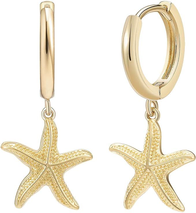 SANNYRA Hoop Earrings for Women - 14K Gold Plated Cubic Zirconia Moon Star Spike Lightning Evil E... | Amazon (US)