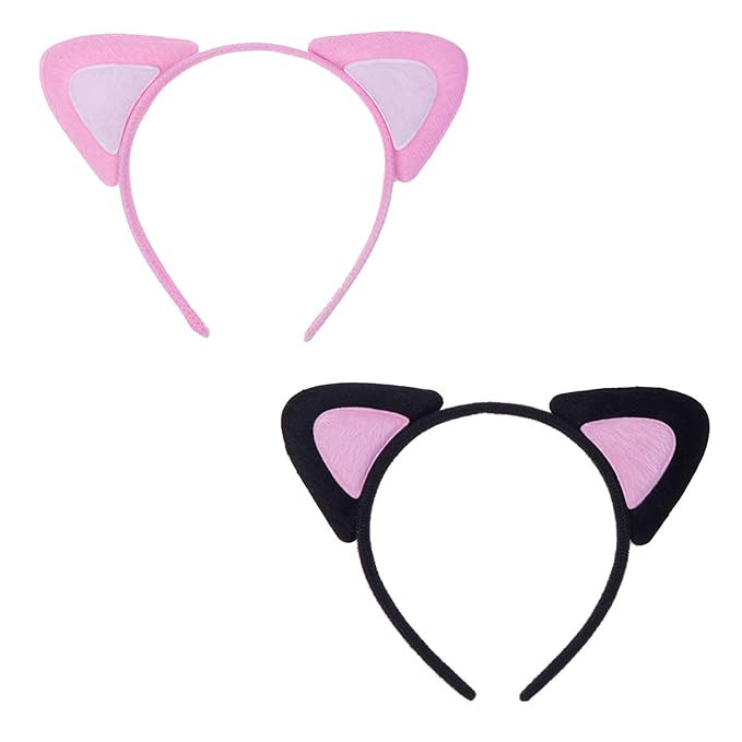 ALVOGIMOR 2-Pack Cat Ears Headband for Cosplay, Makeup, Yoga, Party Decoration and Photo Props (P... | Amazon (US)