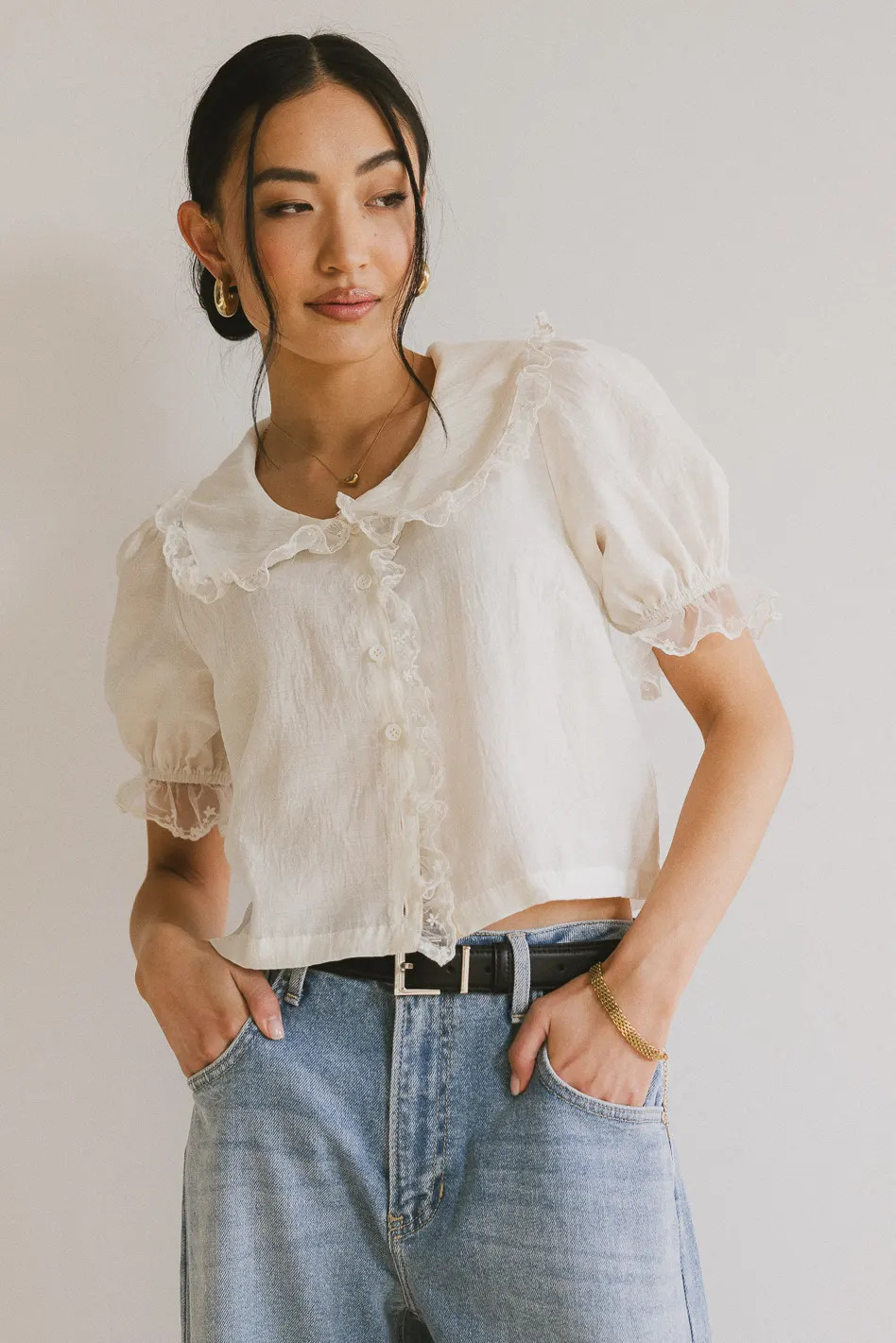 Sophia Lace Trim Blouse | Böhme US