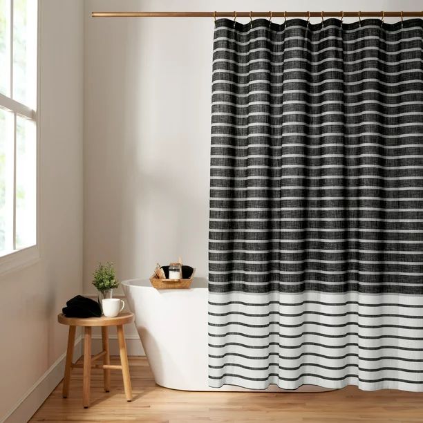 Gap Home Easy Stripe Organic Cotton Shower Curtain Black 72"x72" | Walmart (US)