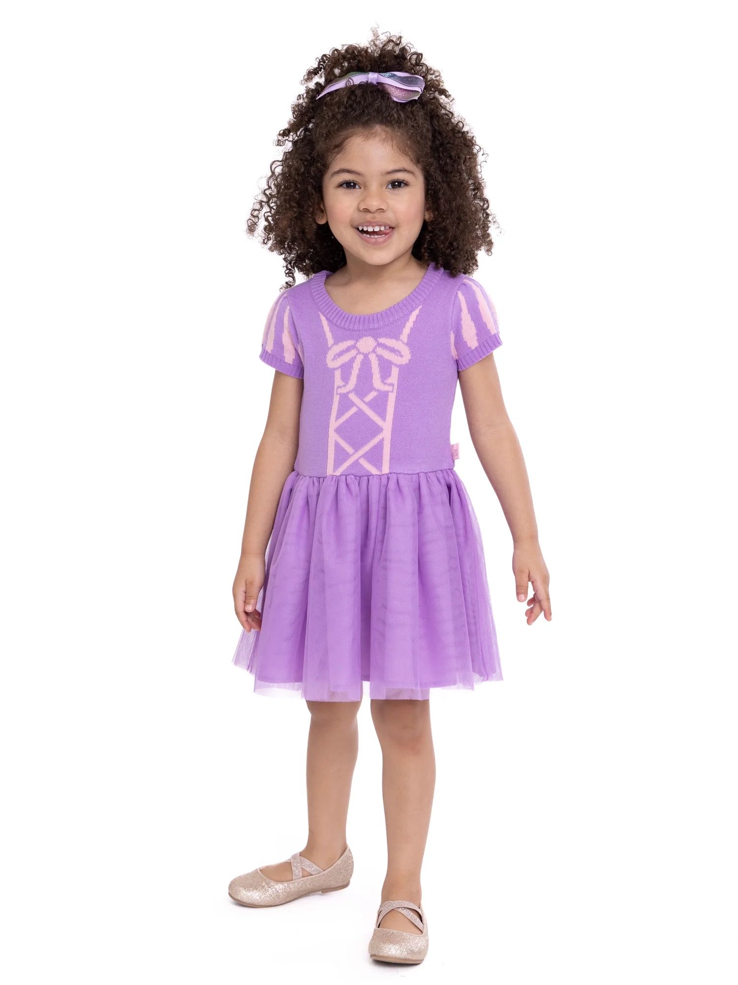 Disney Princess Toddler Girl Rapunzel Cosplay Sweater Dress, Sizes 12M-5T | Walmart (US)