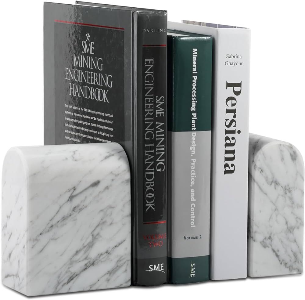 Natural Italian Marble Bookends for Shelves, Book Ends for Heavy Books, 13LBS Ultra Heavy Duty Bo... | Amazon (US)