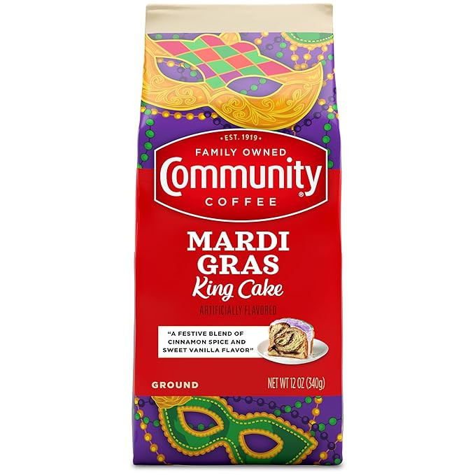 Community Coffee Mardi Gras King Cake Flavored 12 Ounces, Medium Roast Ground Coffee, 12 Ounce Ba... | Amazon (US)
