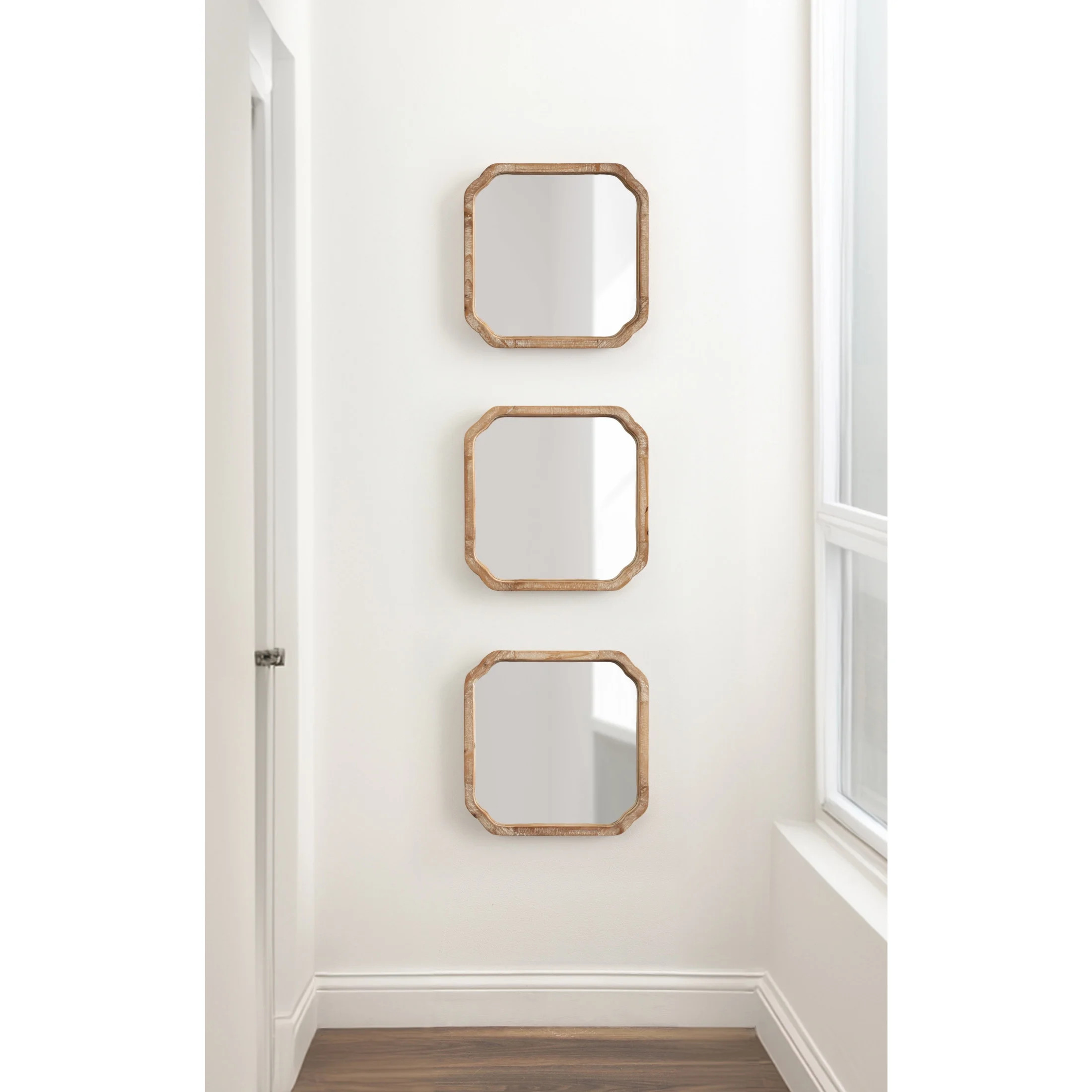 Kate and Laurel Marston Modern Wooden Square Wall Mirror Set, Set of 3, 12 x 12, Rustic Brown, De... | Walmart (US)