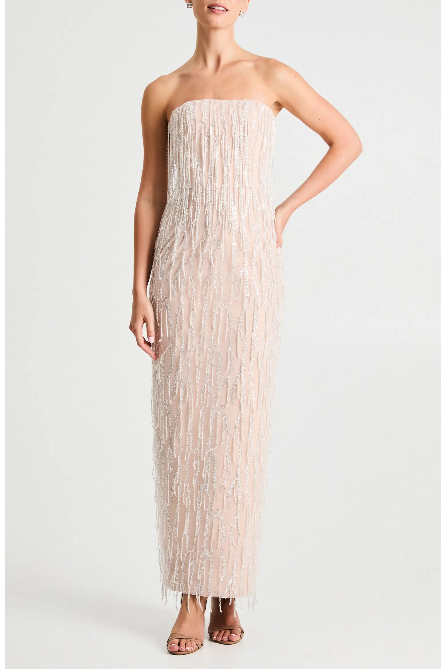 Ramona Fringe Embellished Strapless Column Gown (Women) | Nordstrom | Nordstrom