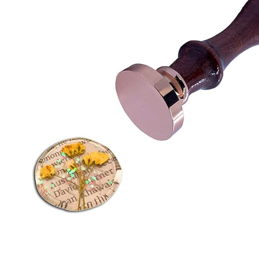 YOLAKIS 1 Inch Rose Gold Wax Seal Stamp with Retro Brass Head and Wooden Handle for DIY Projects | Amazon (US)