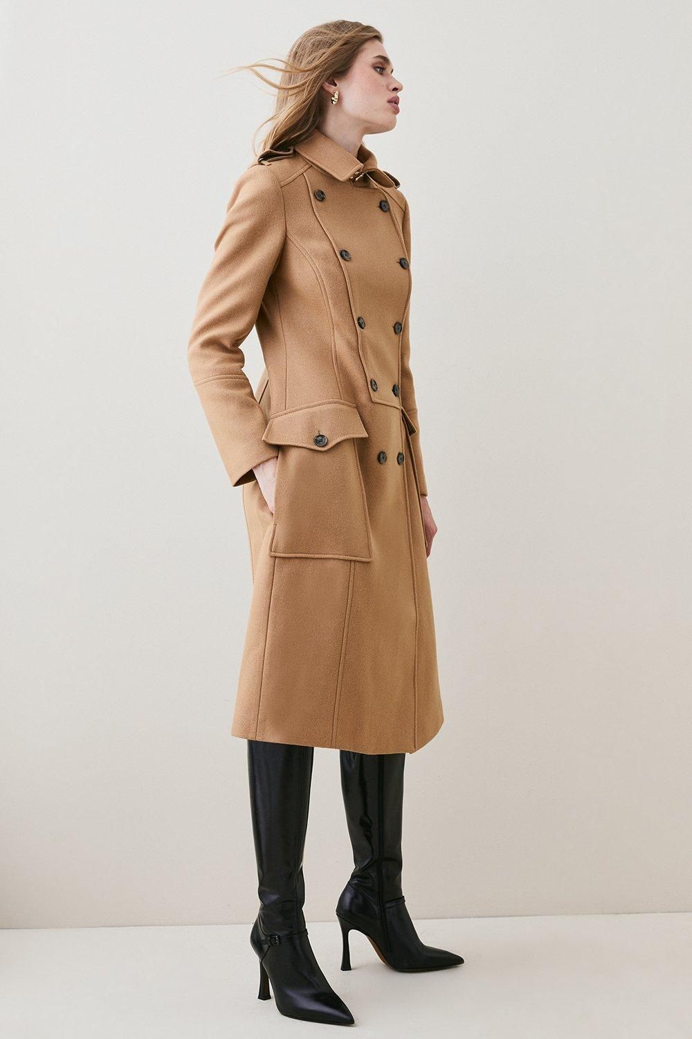 Italian Virgin Wool Military Coat | Karen Millen UK + IE + DE + NL