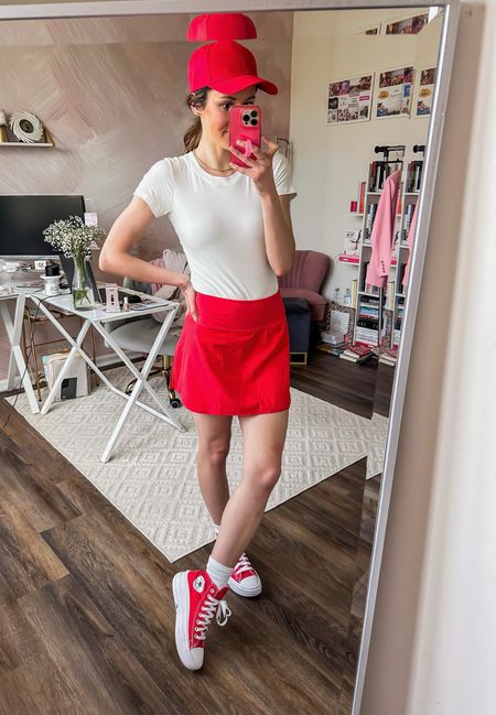 Amazon fashion finds 🤍

Sporty outfit // athleisure outfit // Amazon finds for spring // spring outfit // red hat // white bodysuit // skirt with built in shorts // crew socks // red high top sneakers 

#LTKstyletip #LTKfindsunder50 #LTKfitness