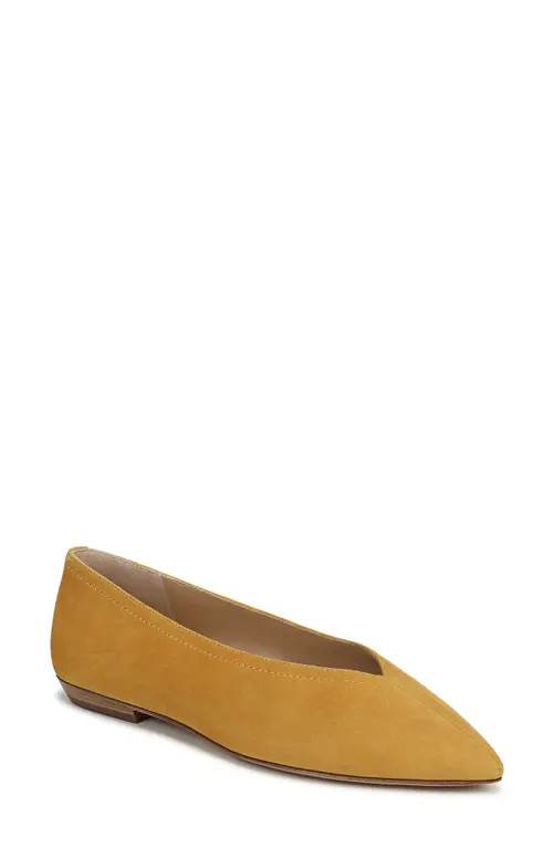 Veronica Beard Bancroft Pointed Toe Flat in Mustard Yellow Suede at Nordstrom, Size 8 | Nordstrom