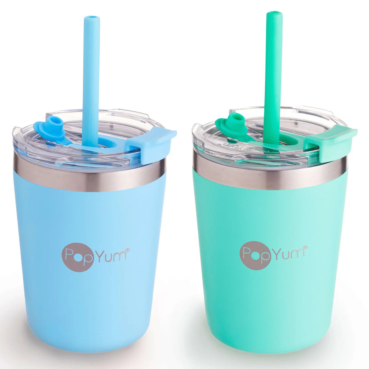 PopYum 9oz Insulated Kids’ Cups, 2-Pack, Blue, Green | PopYum