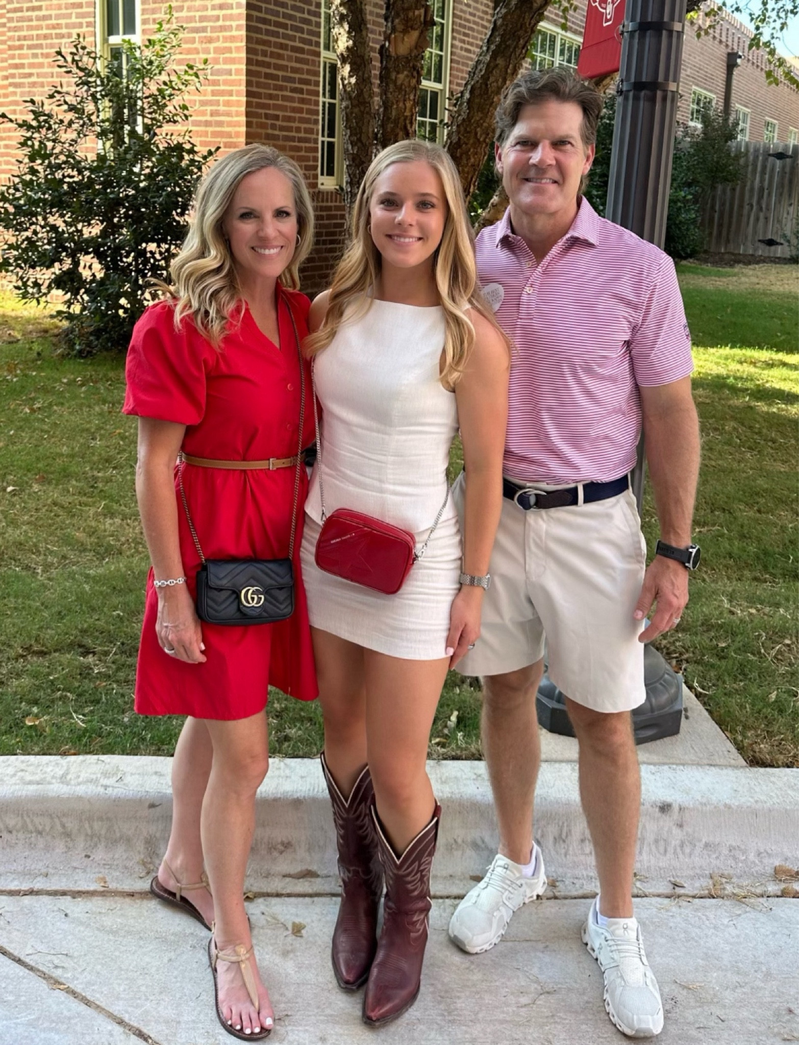 Loved every minute of Parents’ weekend and OU game day!

Red tiered mini dress 
Brochu Walker mini Havana dress
Cream top and mini skirt 
Golden Goose red patent camera bag crossbody bag 
Dark red cowboy boots 

#LTKStyleTip #LTKSeasonal #LTKOver40