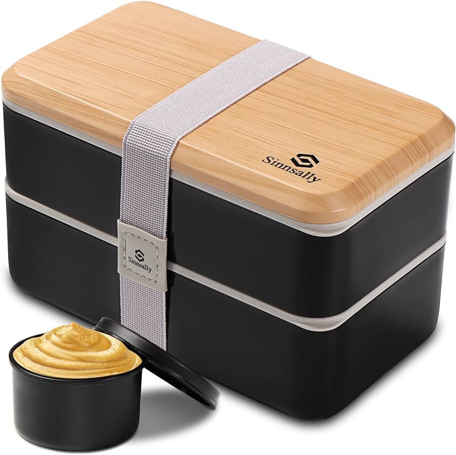Sinnsally Bento Box Adult Lunch Box,Lunch Box with Compartments(47oz),Stackable Adults Bento Lunc... | Amazon (US)