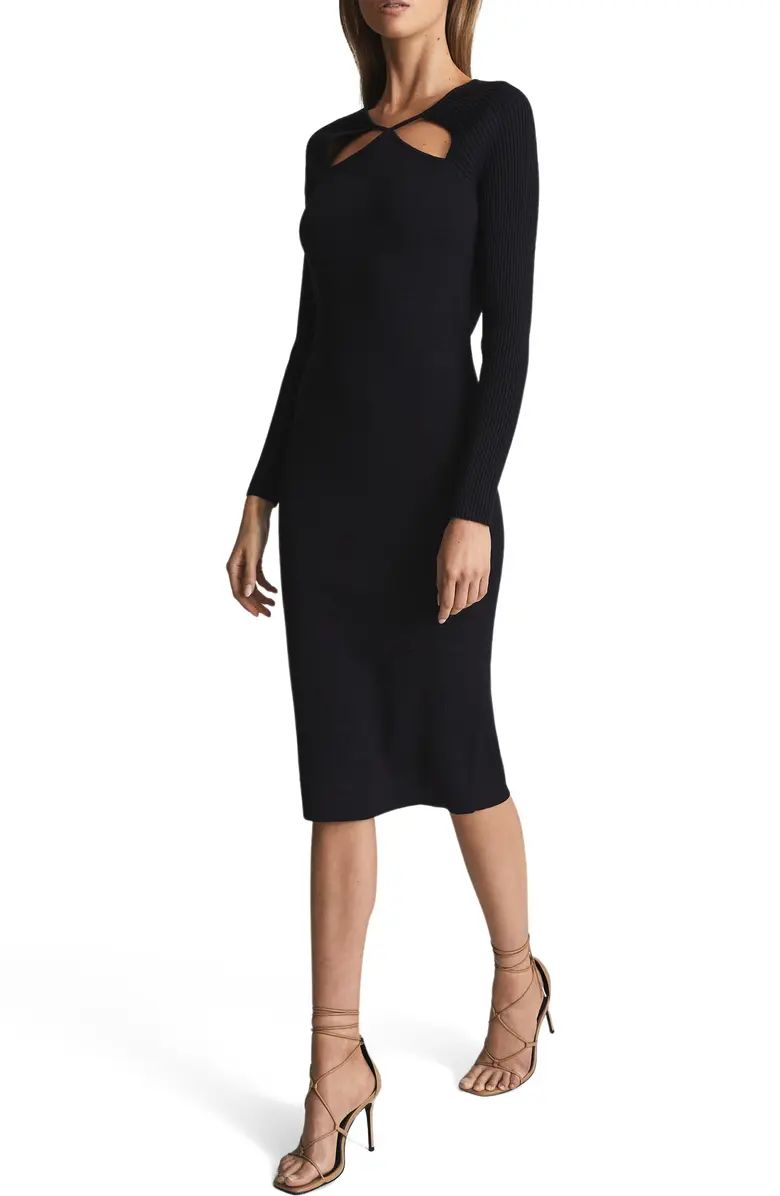 Perry Long Sleeve Cutout Midi Sweater Dress | Nordstrom