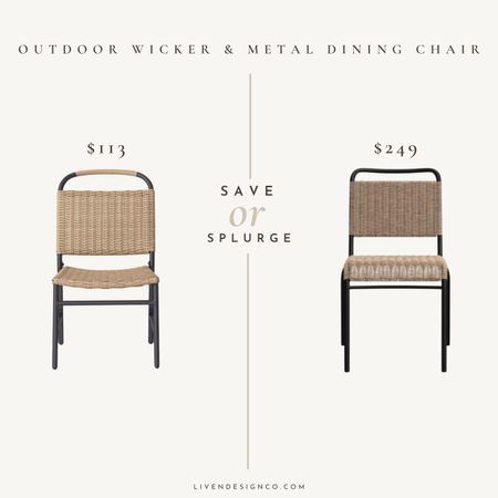 Outdoor woven dining chair. Outdoor woven patio side chair. Woven wicker and metal patio dining chair. 

#LTKSeasonal #LTKHome #LTKSaleAlert