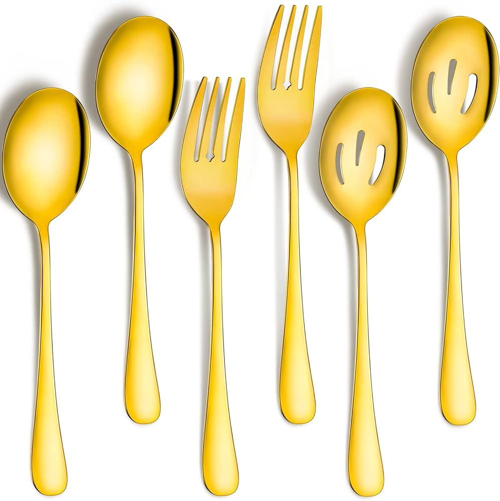 Amazon.com | 6 Pack Serving Spoons Set Includes 2 Serving Spoons 2 Slotted Serving Spoons and 2 S... | Amazon (US)