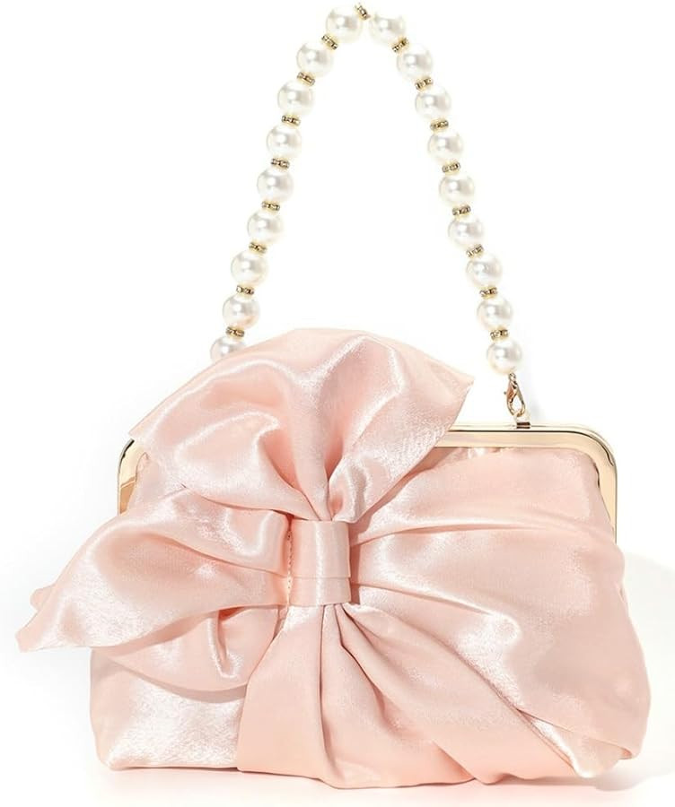 Silk Bow Clutch Purses for Women Cute Pearl Evening Handbag Chic Trendy Evening Clutch Bag for Pa... | Amazon (US)