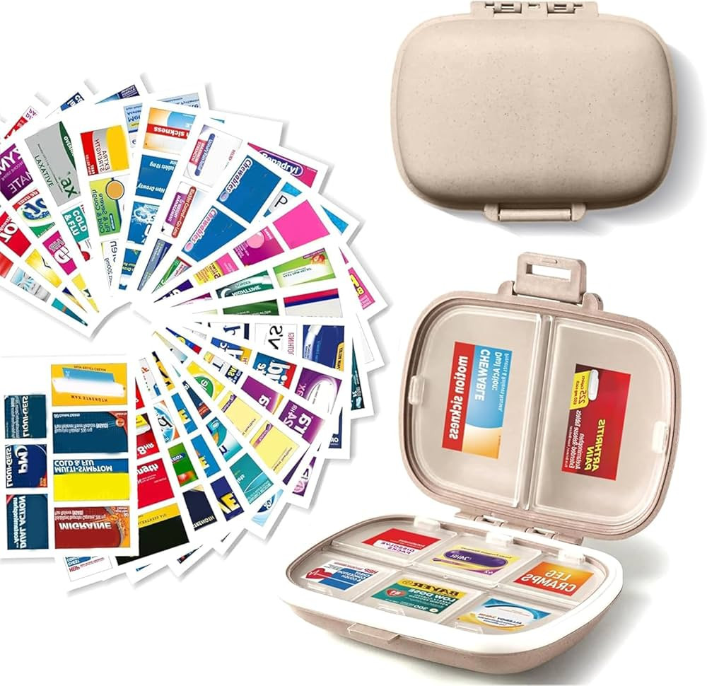 iouwei Pill Organizer with Medicine Labels Travel Daily Pill Container Mini Medication Organizer ... | Amazon (US)