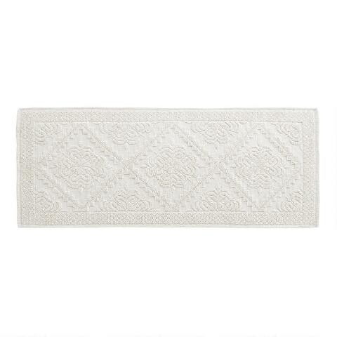 Extra Long Ivory Woven Bath Mat | World Market