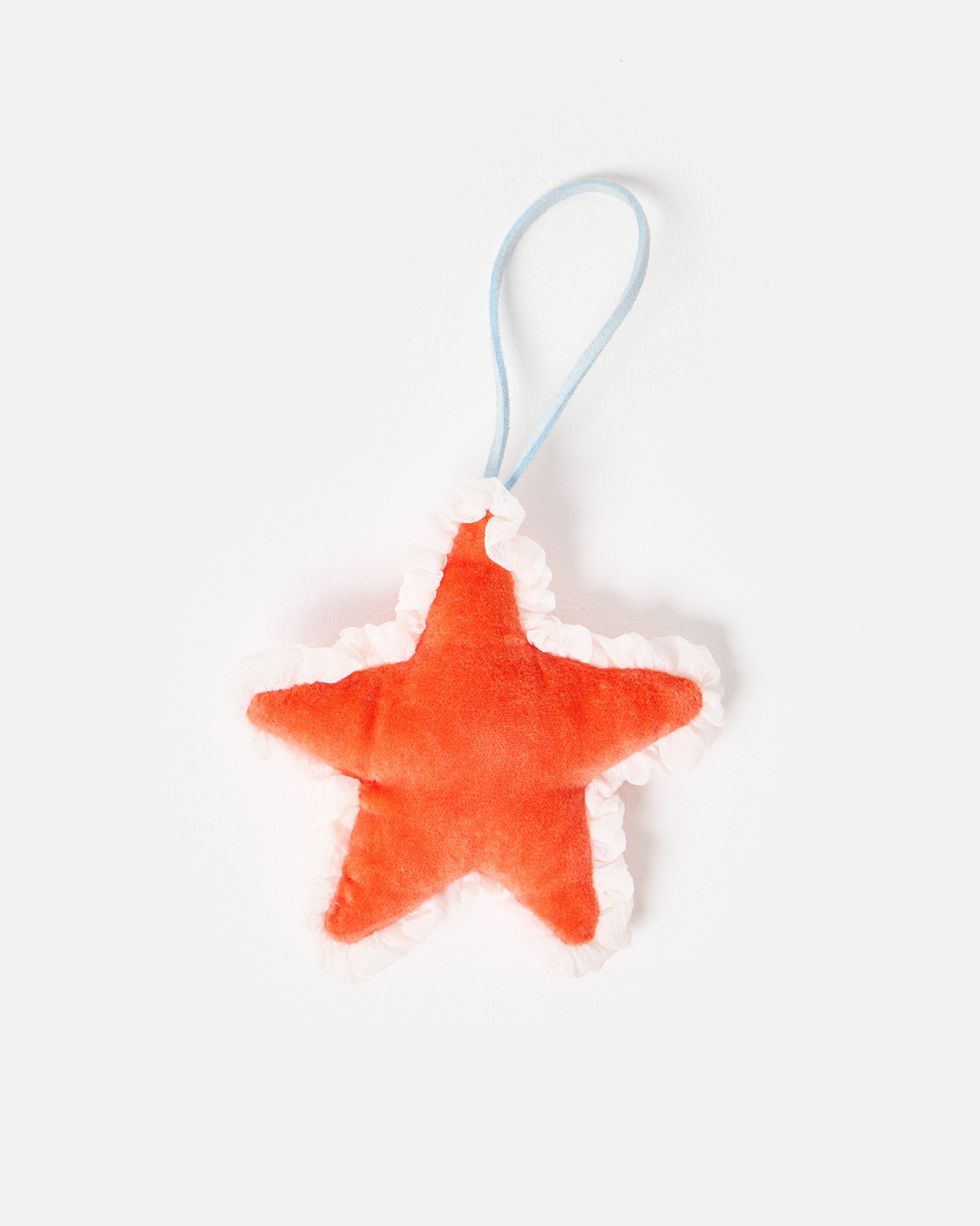 Coral Issey Velvet Star Christmas Tree Decoration | Oliver Bonas | Oliver Bonas (Global)