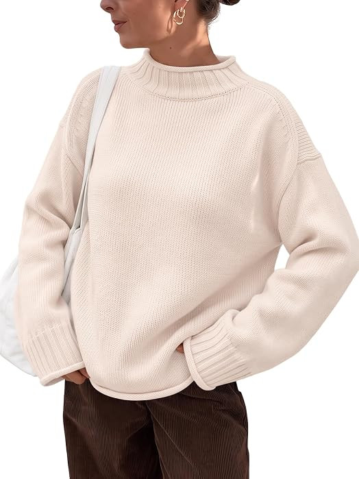Trendy Queen Womens Oversized Sweaters Mock Neck 2026 Fall Knit Outfits | Amazon (US)